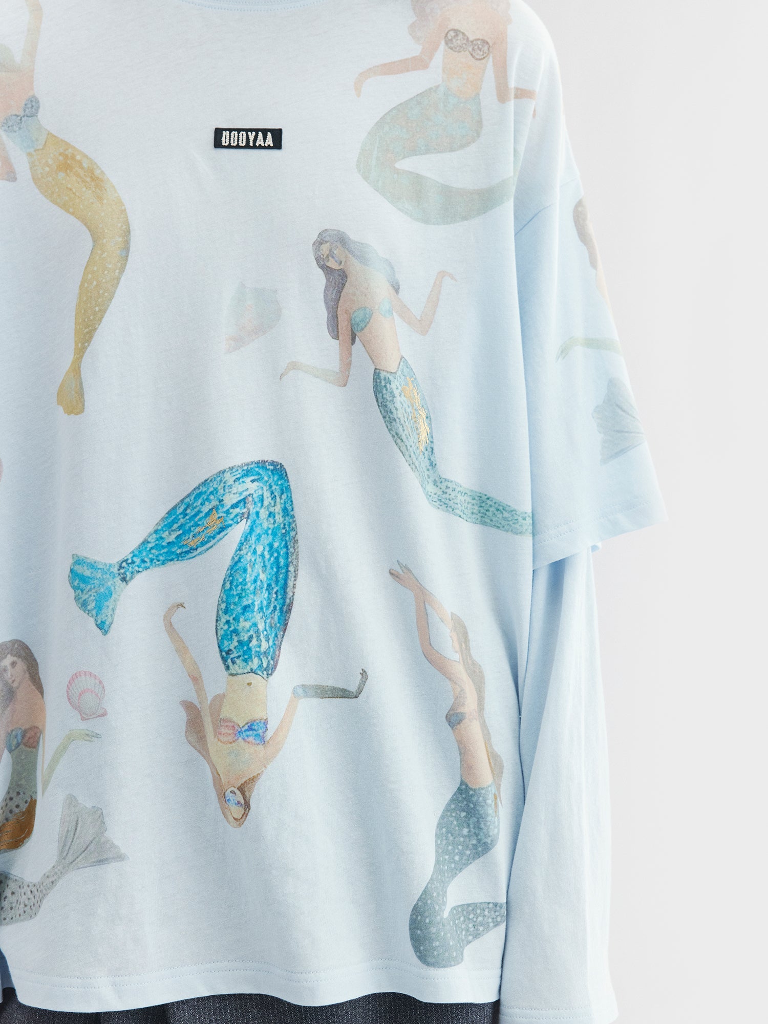 Mermaid print layered t-shirt
