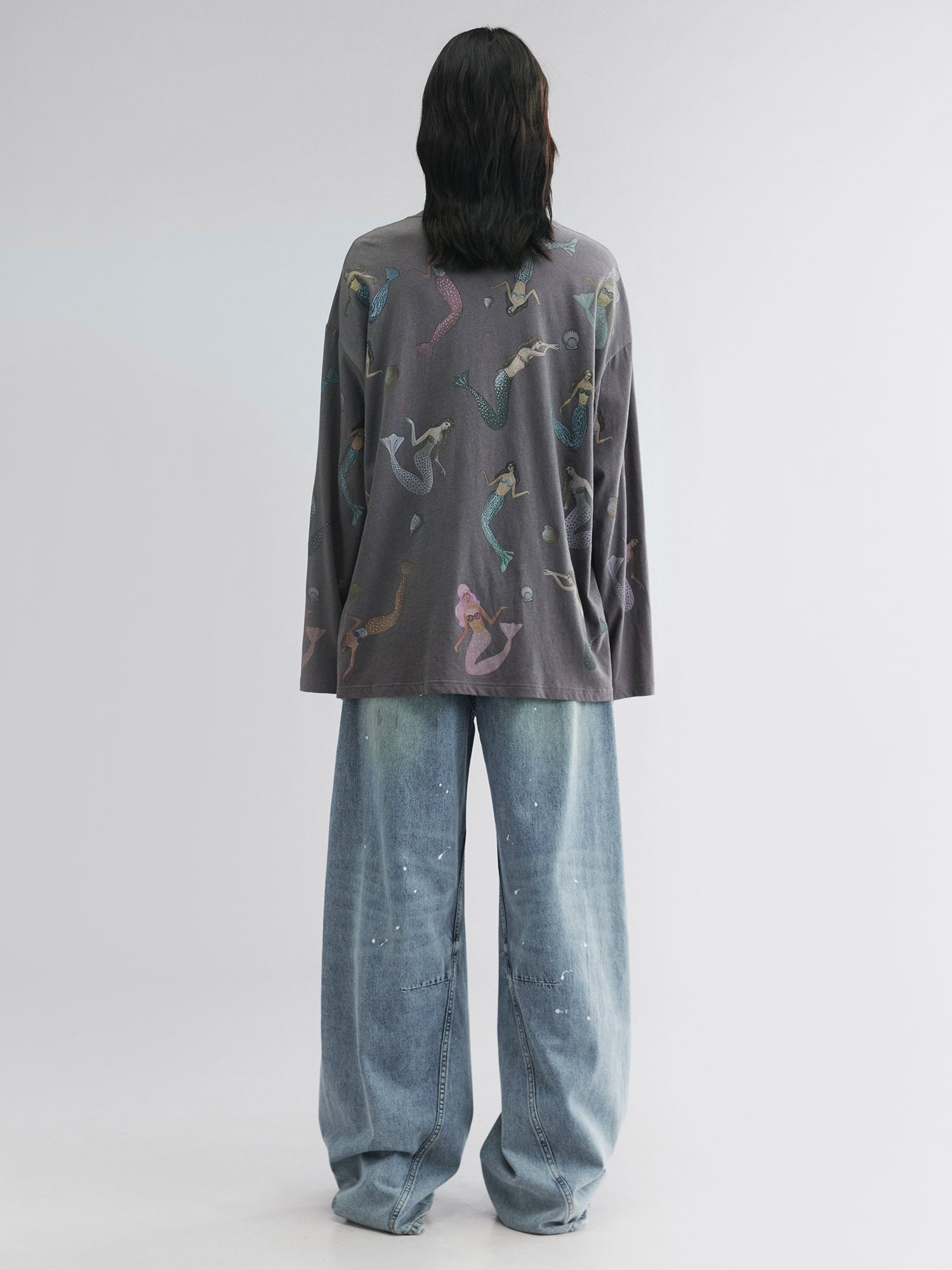Mermaid long-sleeve print t-shirt