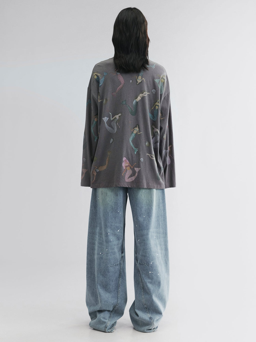 Mermaid long-sleeve print t-shirt