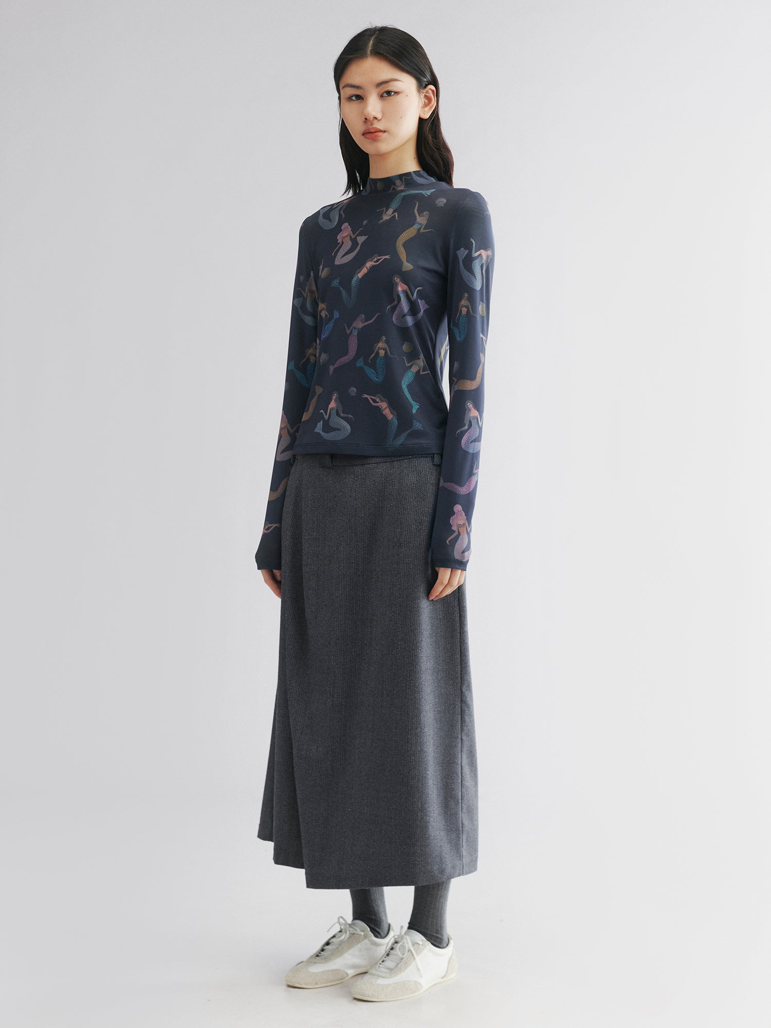 Mermaid mesh print t-shirt