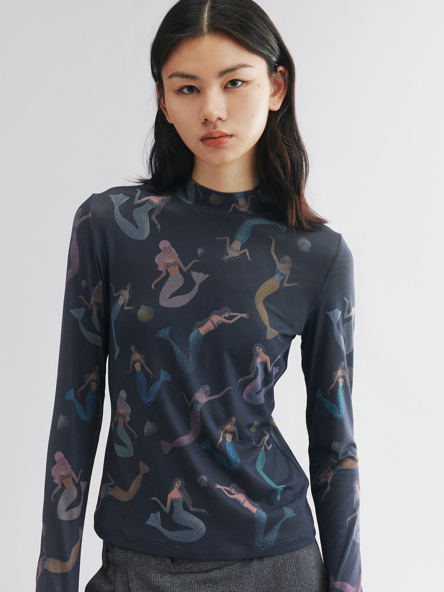 Mermaid mesh print t-shirt