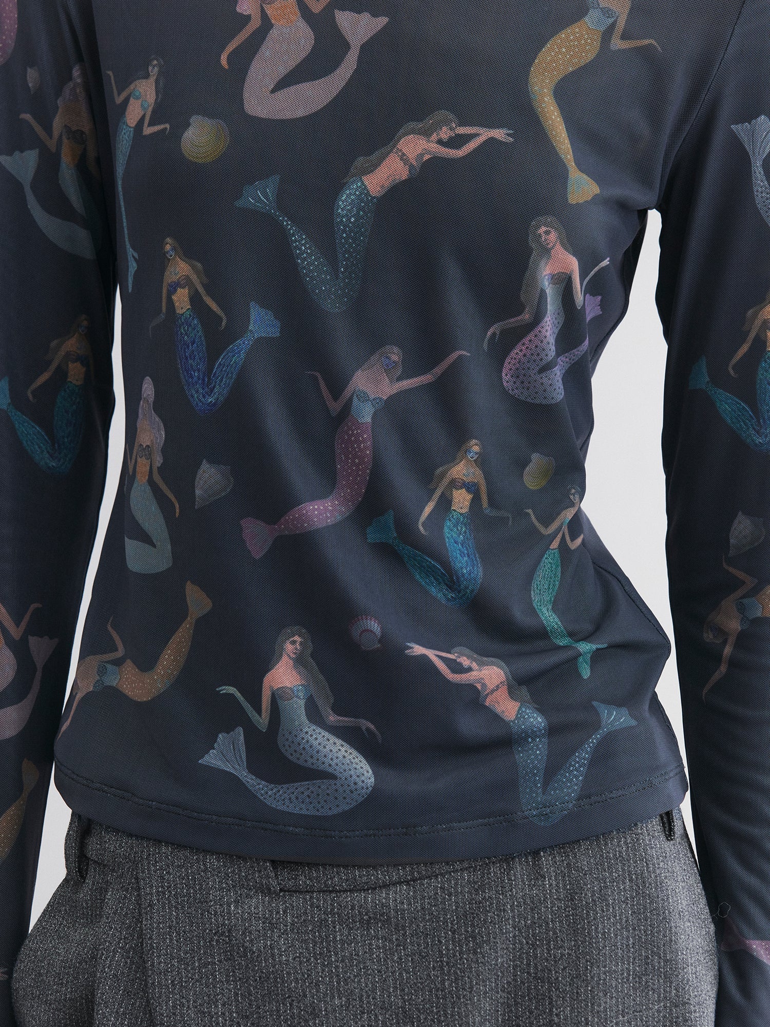 Mermaid mesh print t-shirt