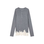 Lace hem henley t-shirt