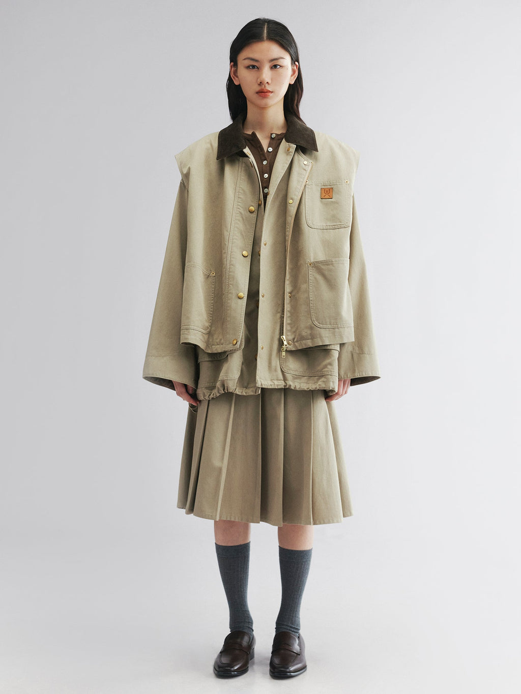 Two-piece layered utility jacket