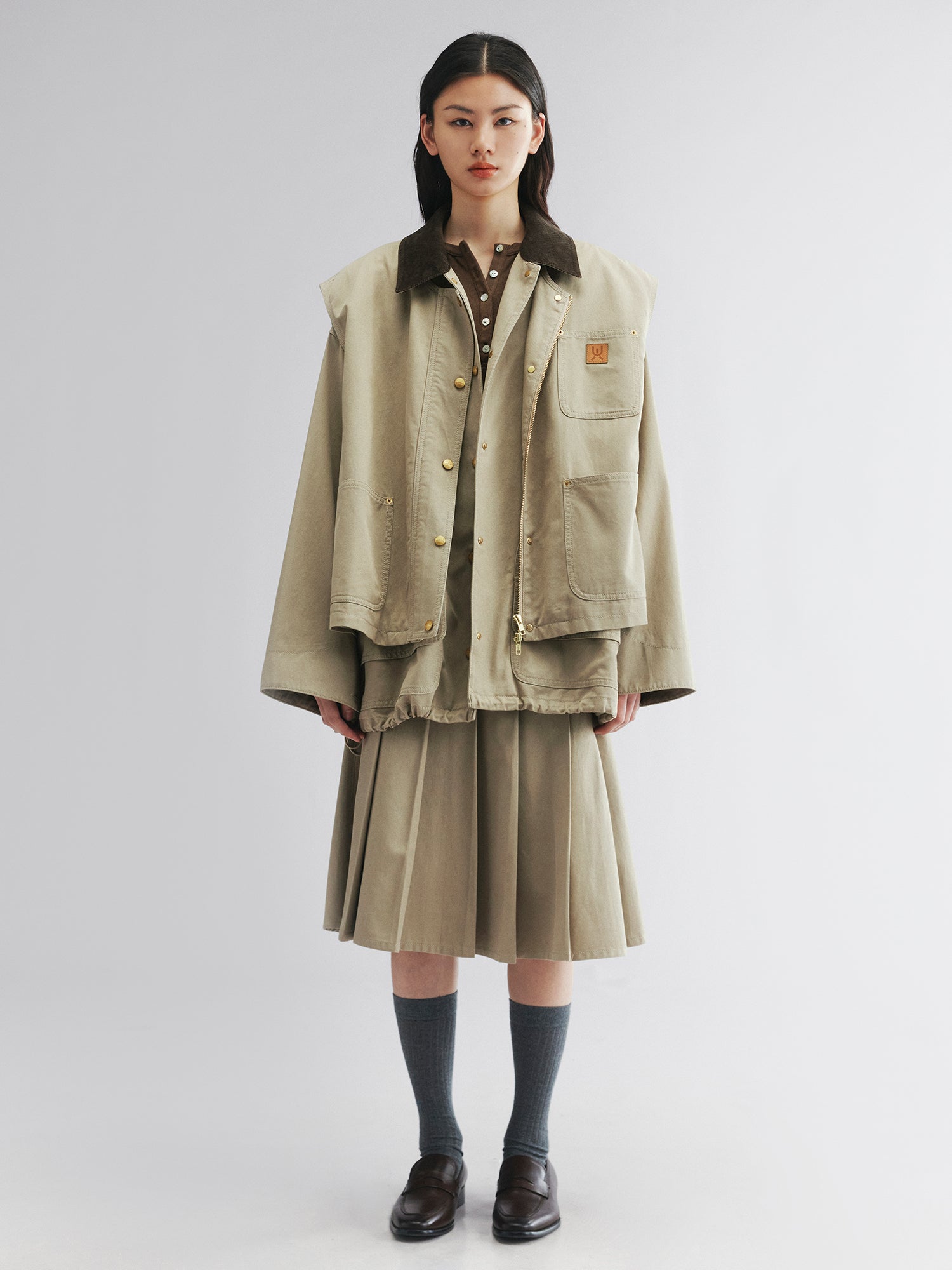 Two-piece layered utility jacket