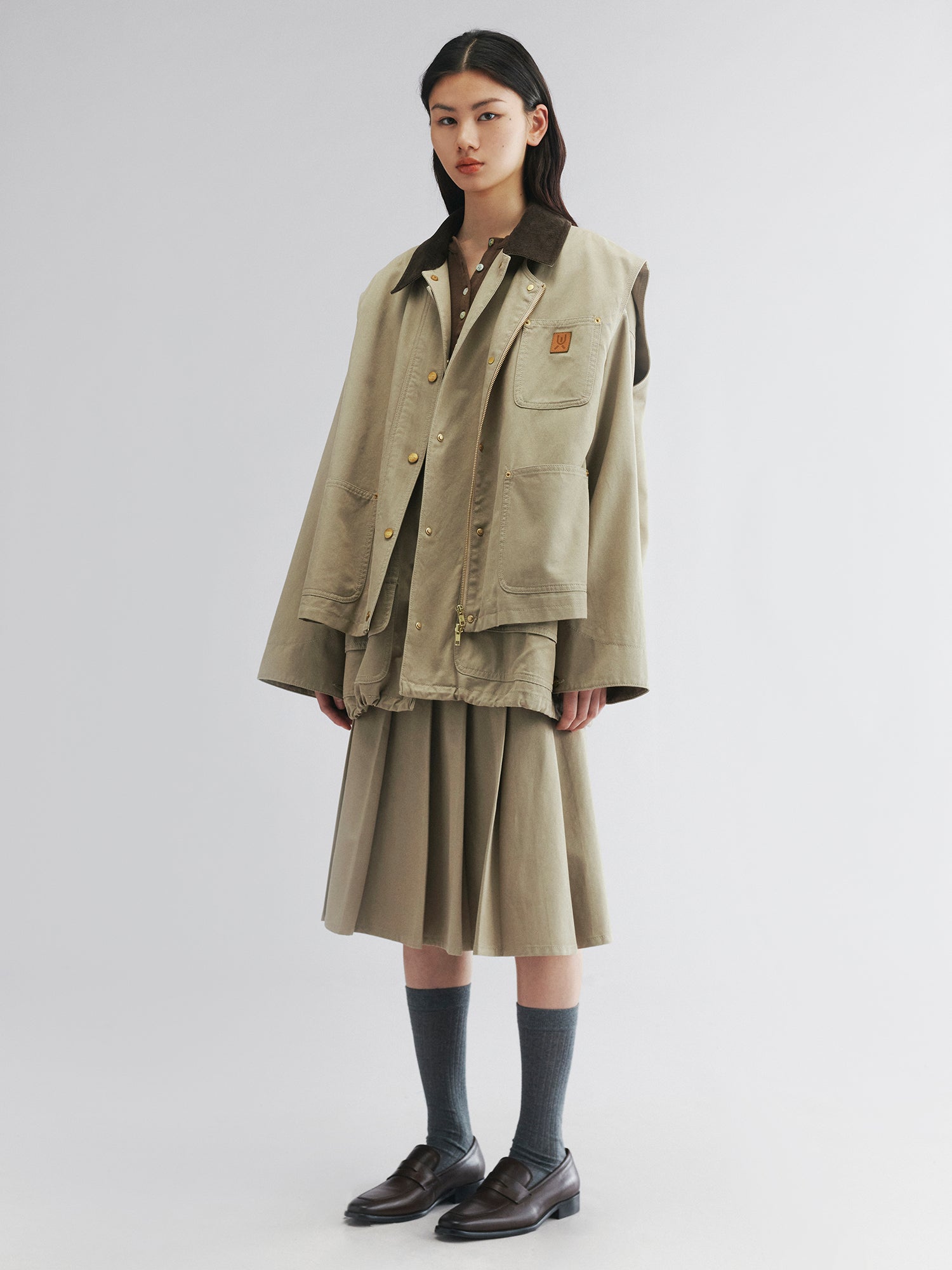 Two-piece layered utility jacket