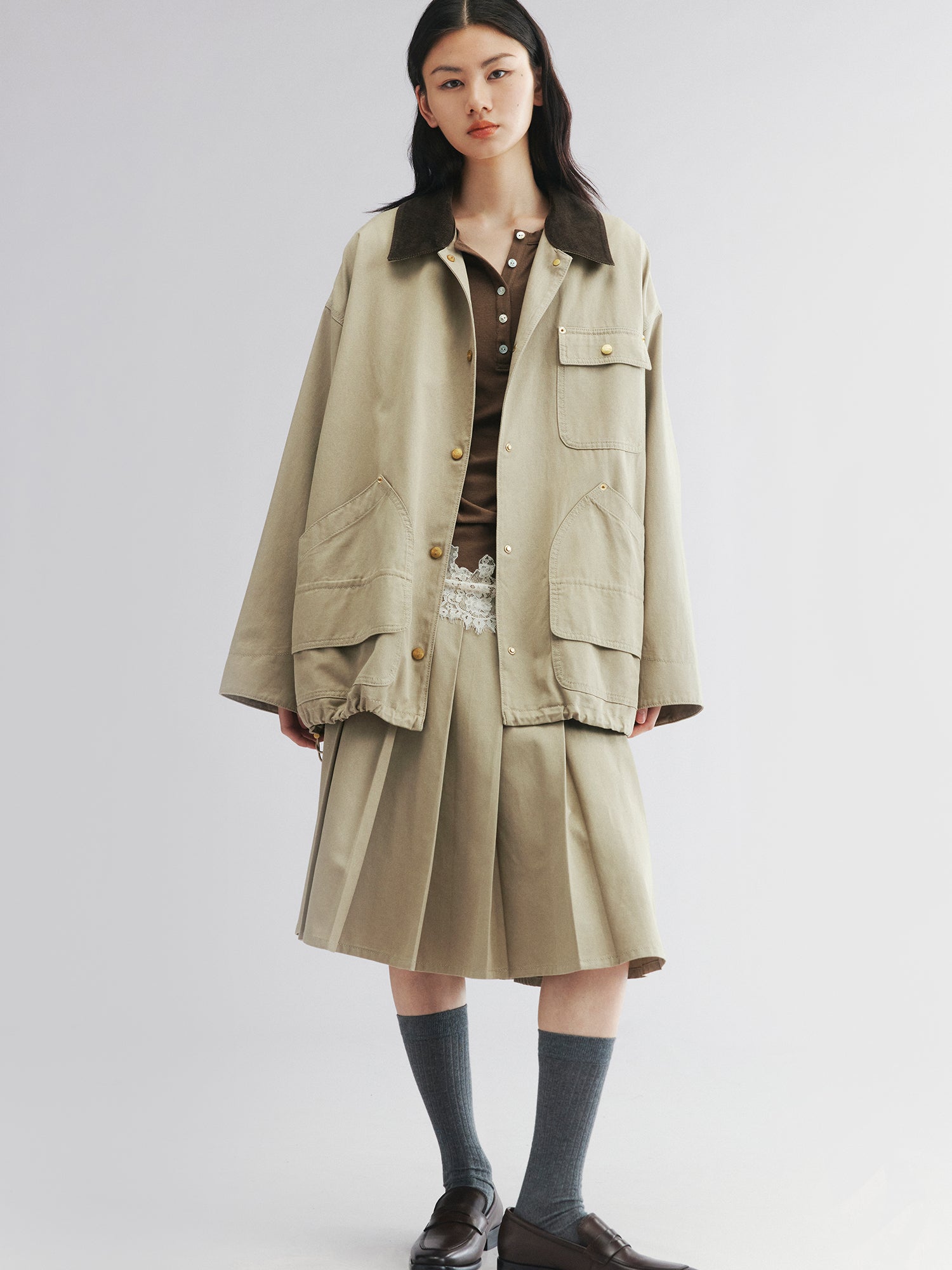 Two-piece layered utility jacket