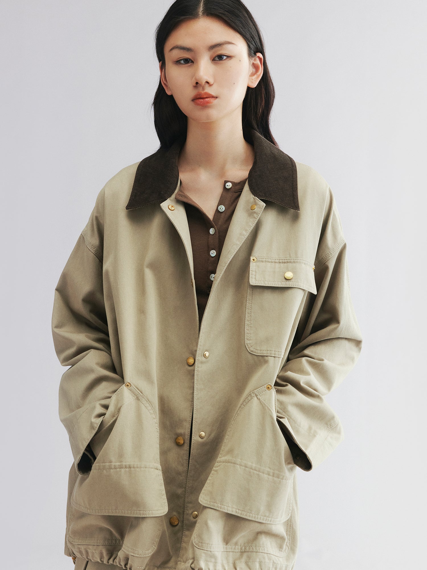 Two-piece layered utility jacket