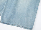 Wrap-effect denim skirt