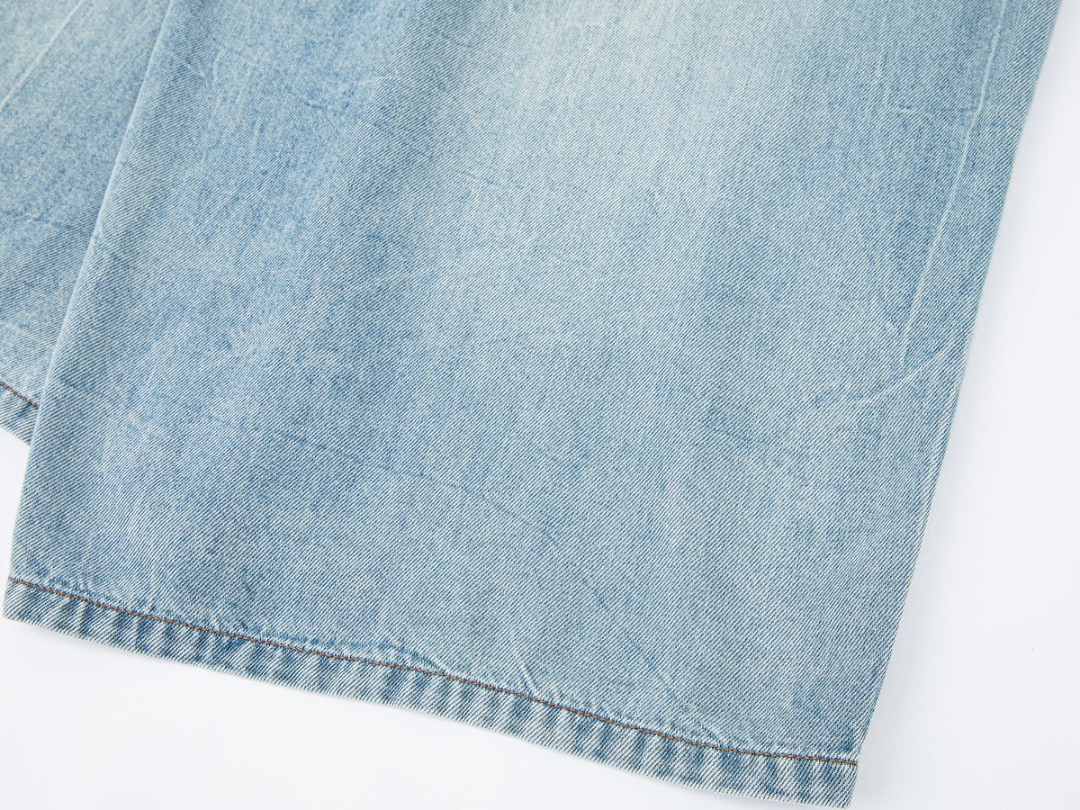 Wrap-effect denim skirt