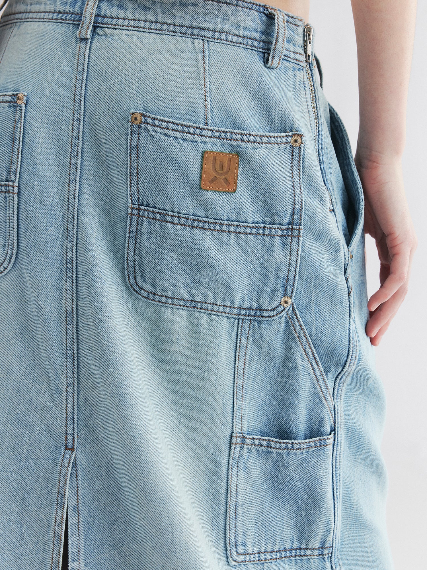 Wrap-effect denim skirt