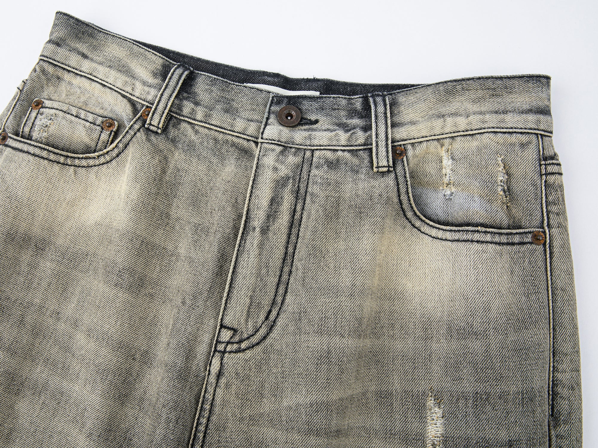 Vintage wash denim pants