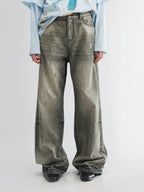 Vintage wash denim pants