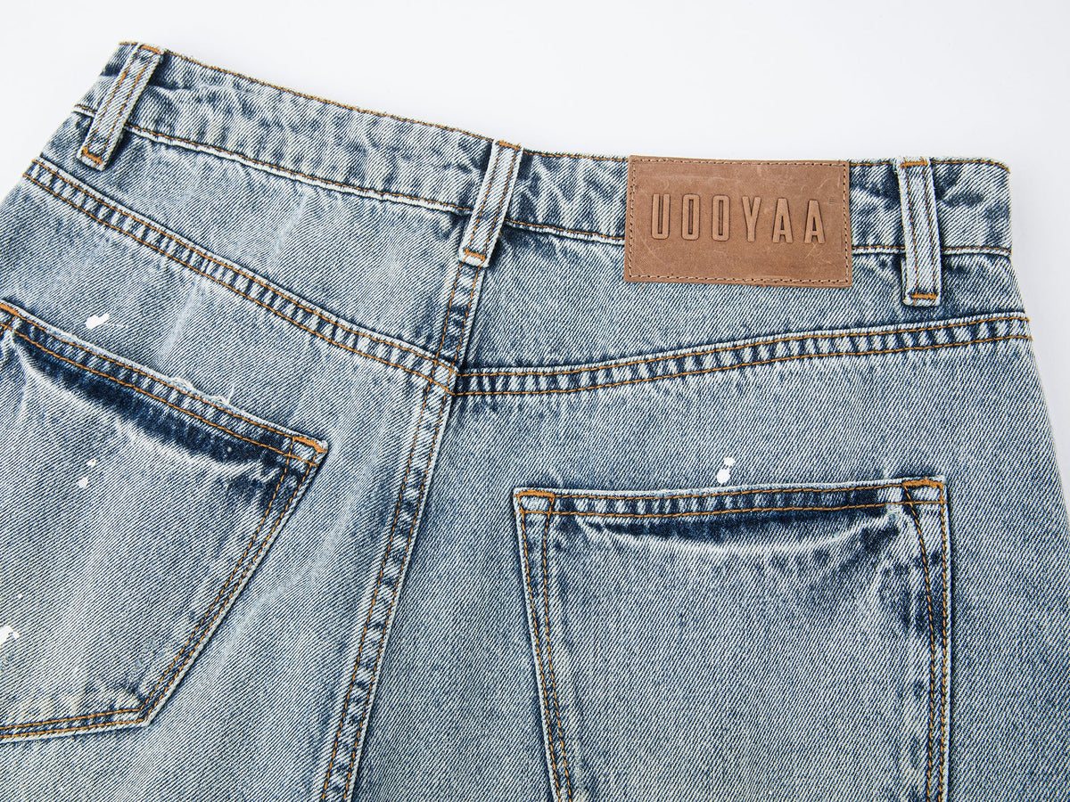 Twisted seam denim pants