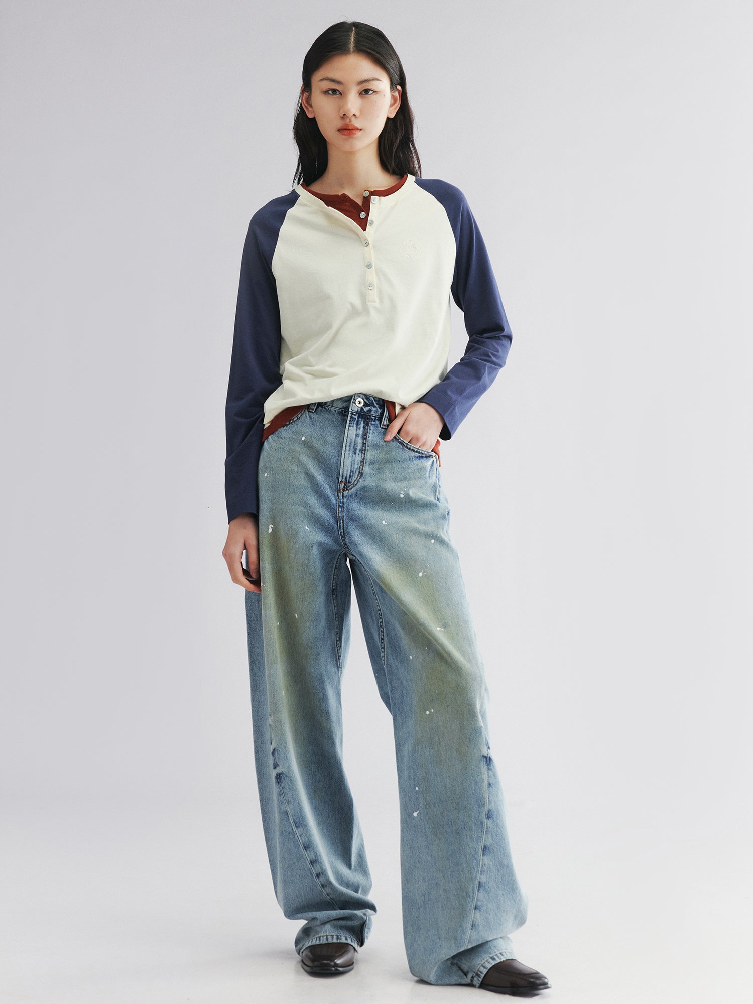 Twisted seam denim pants