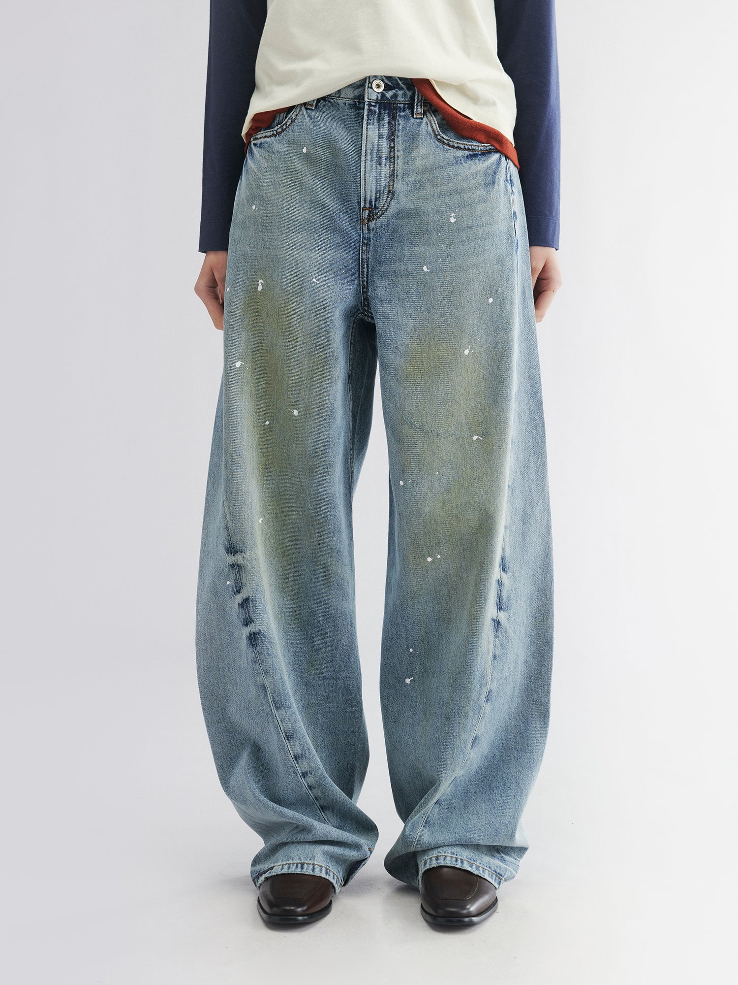 Twisted seam denim pants