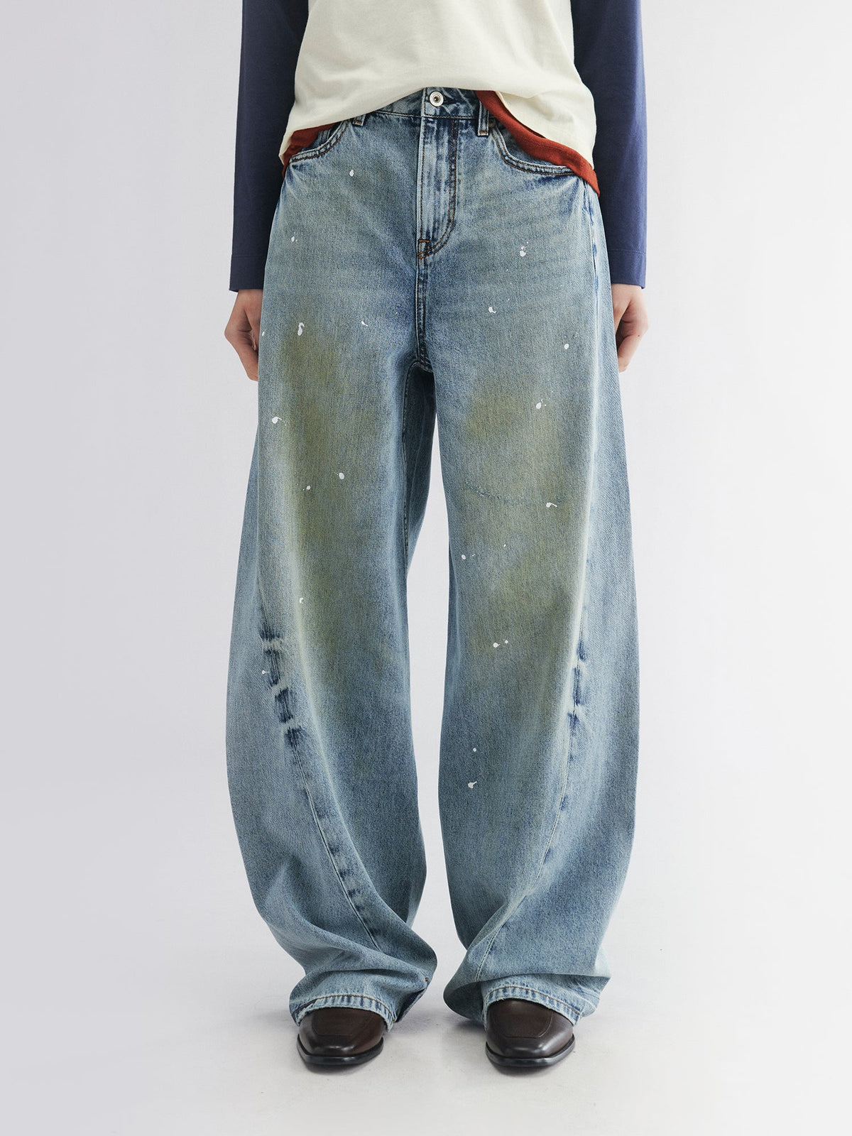 Twisted seam denim pants