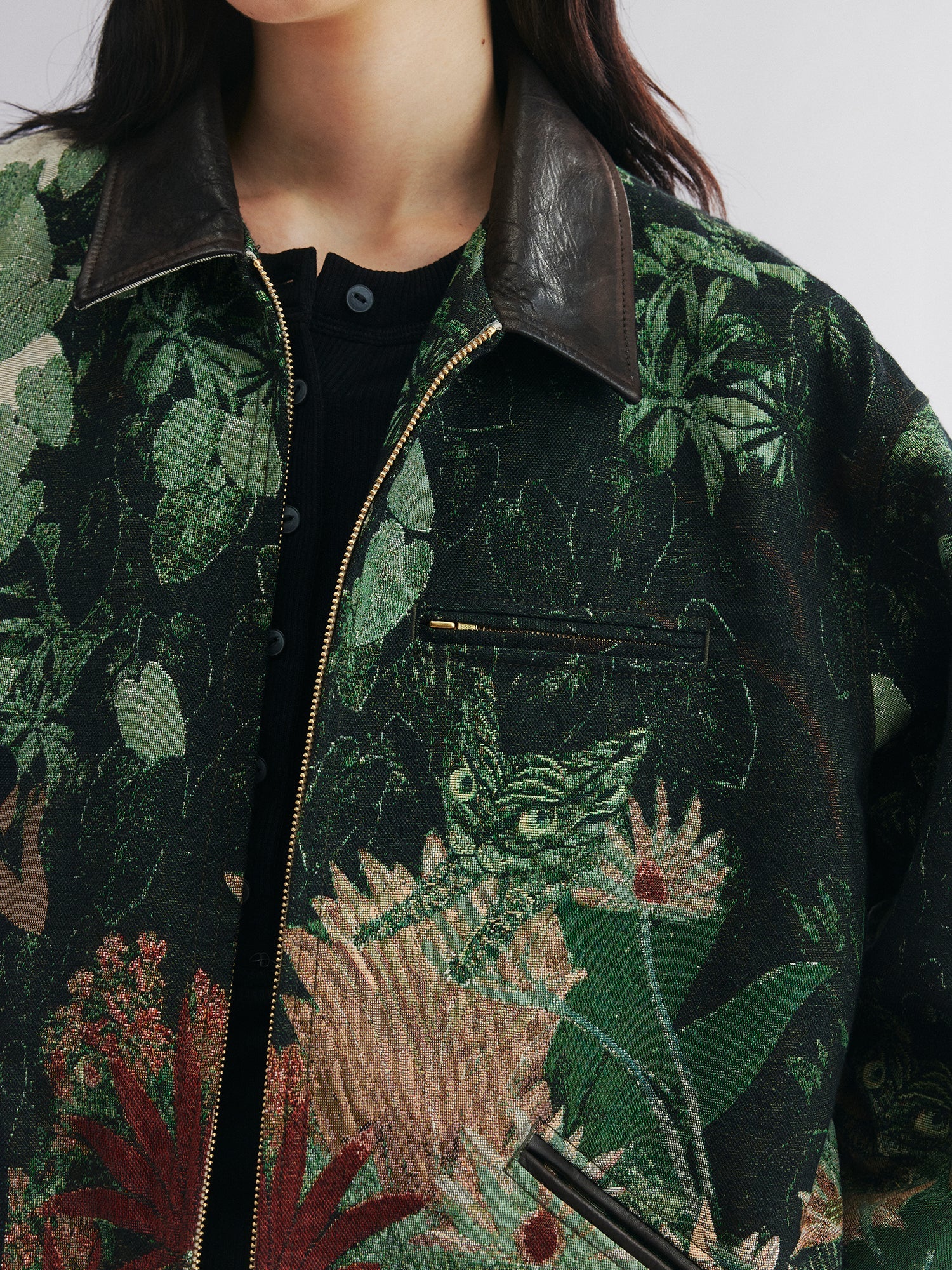 Jungle print jacquard detroit jacket