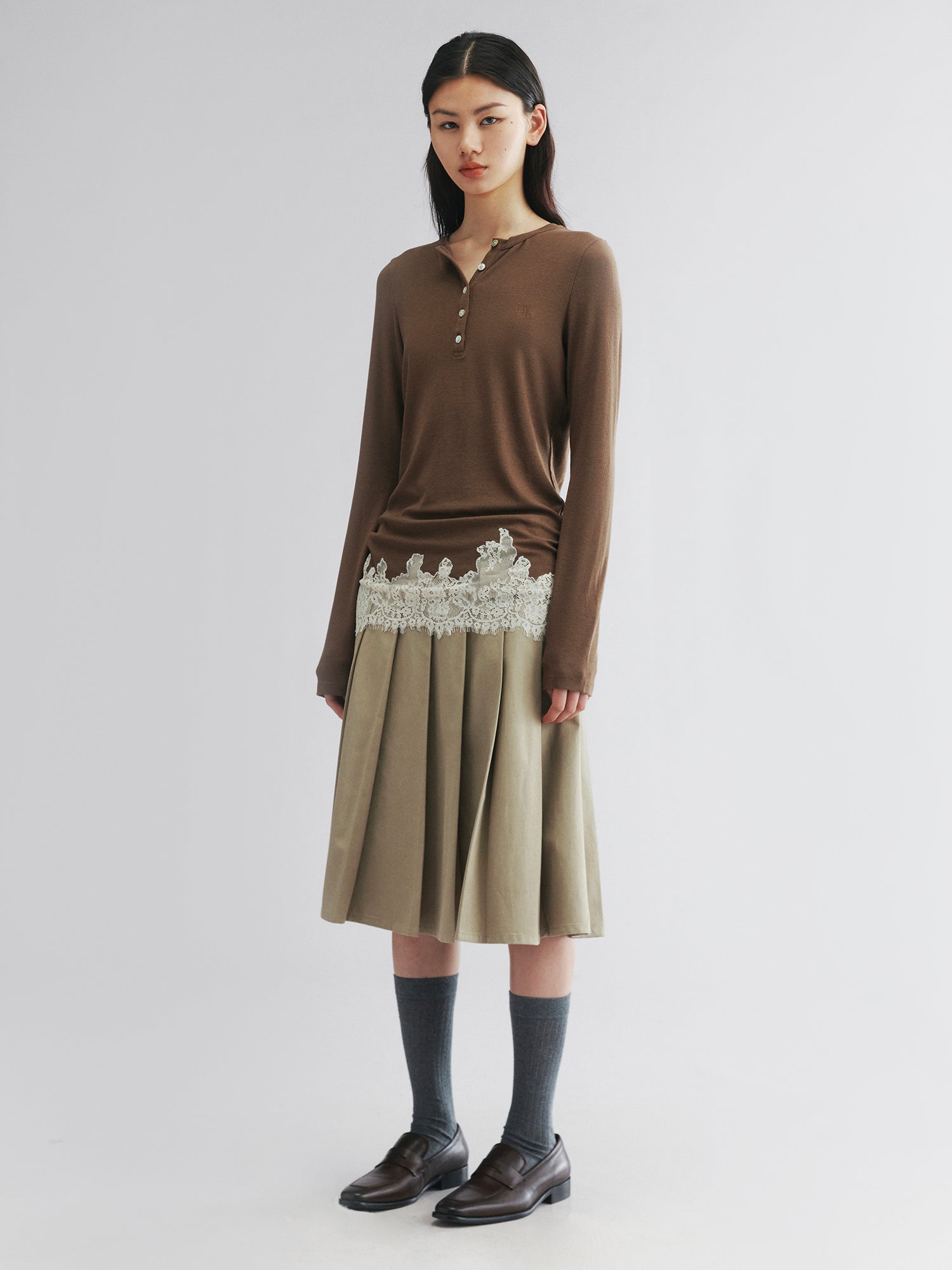 Utility pleated skirt