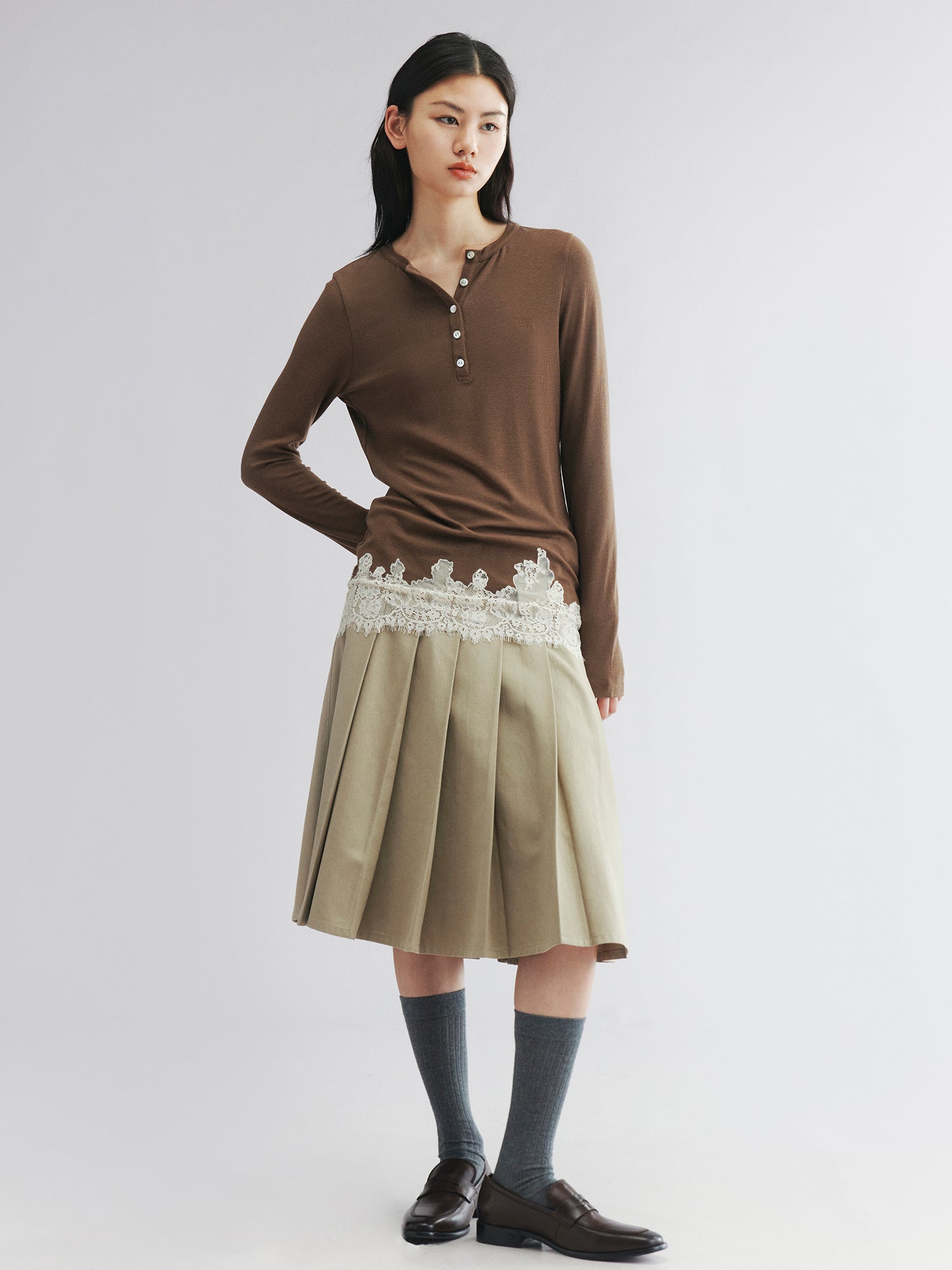 Utility pleated skirt