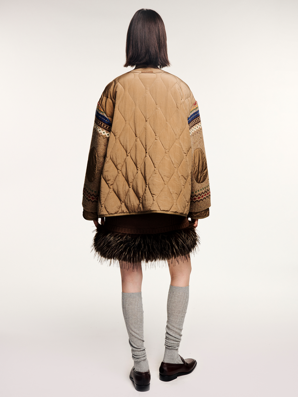 Cherry motif fair isle reversible jacket