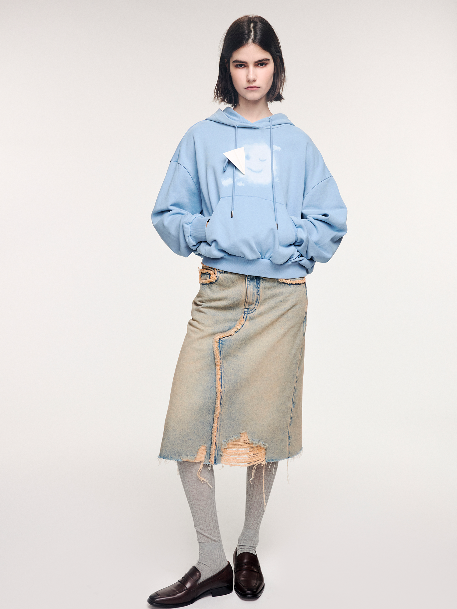 Smiling cloud face hoodie