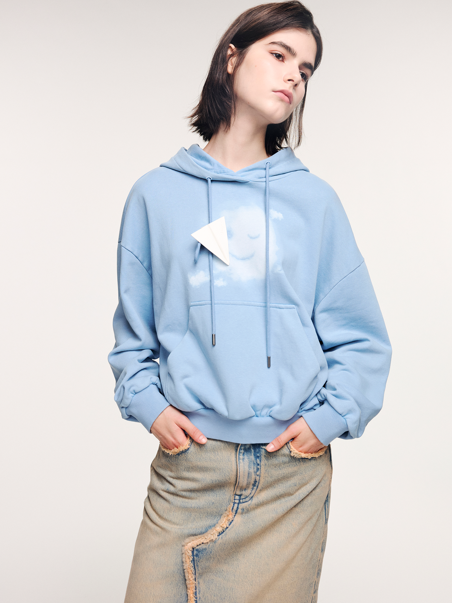 Smiling cloud face hoodie