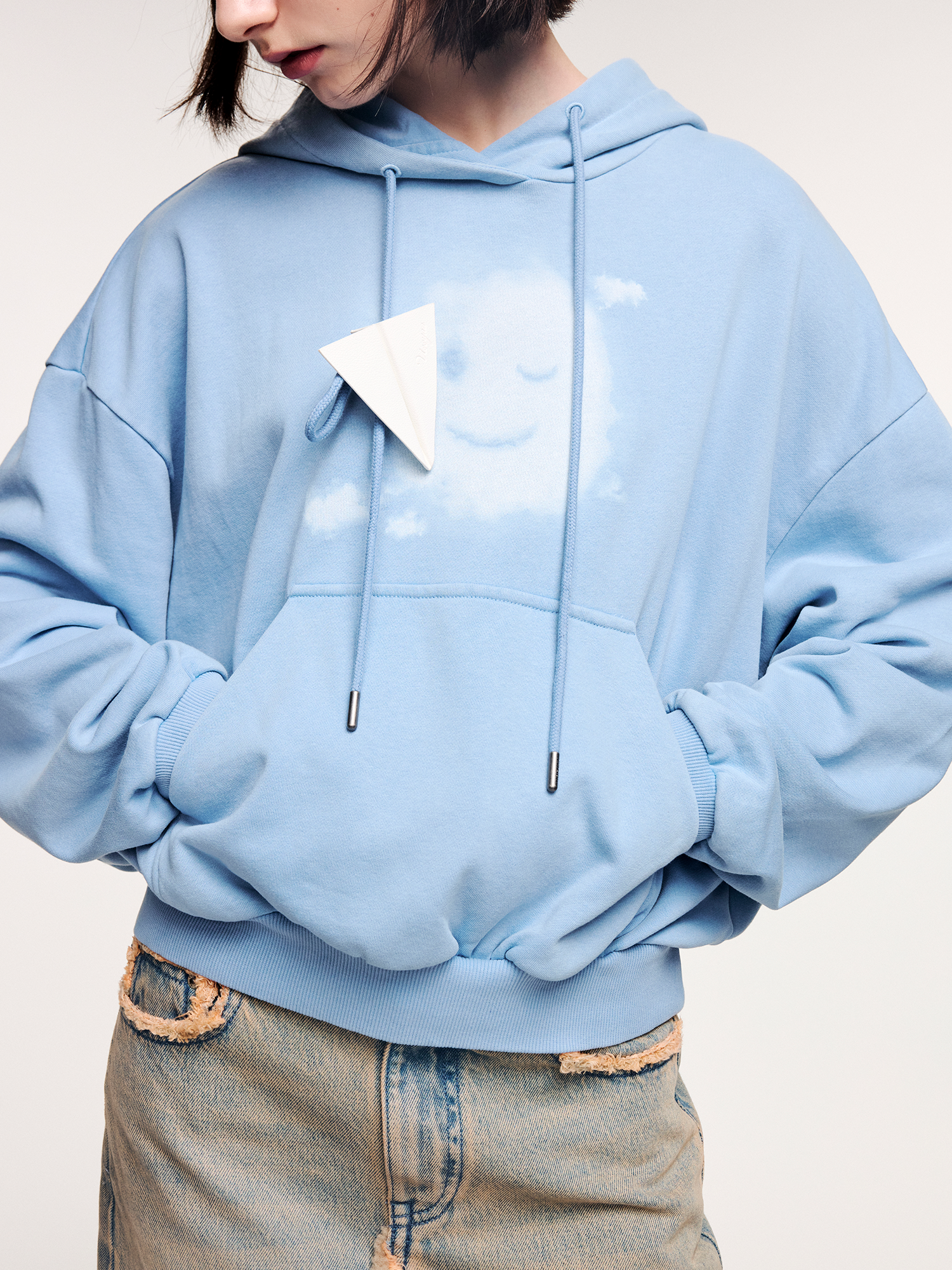 Smiling cloud face hoodie
