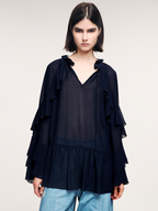 Ruffle trim pullover
