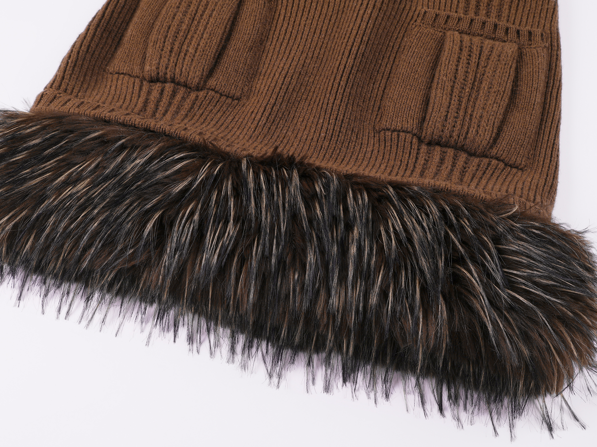 Fur hem knit dress