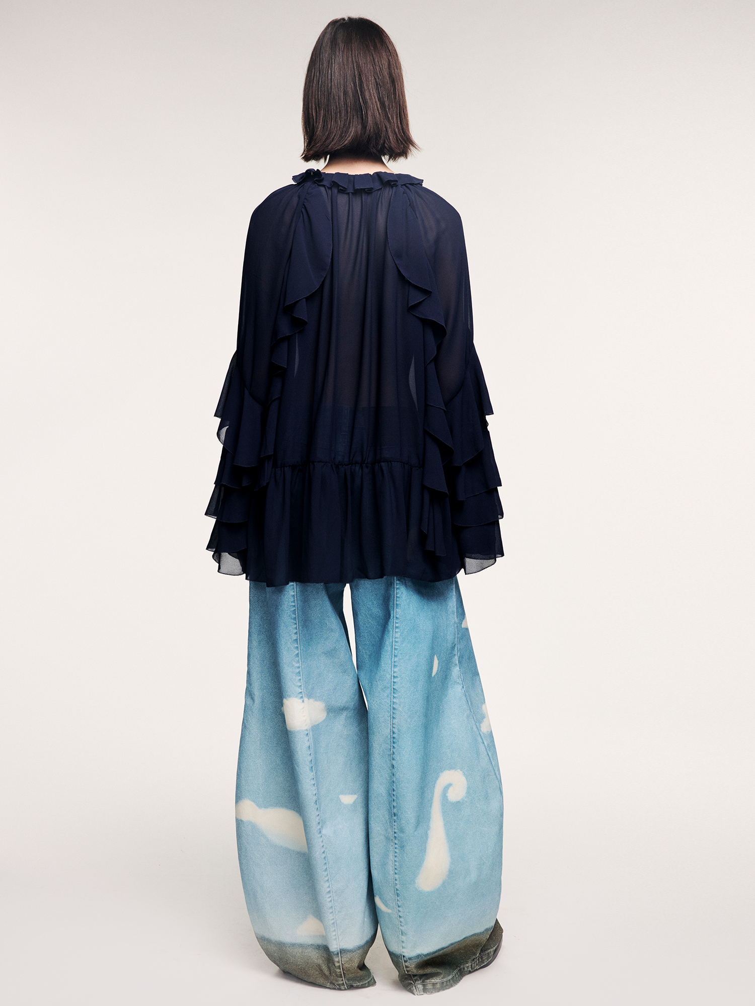 Sky and cloud detail balloon jeans