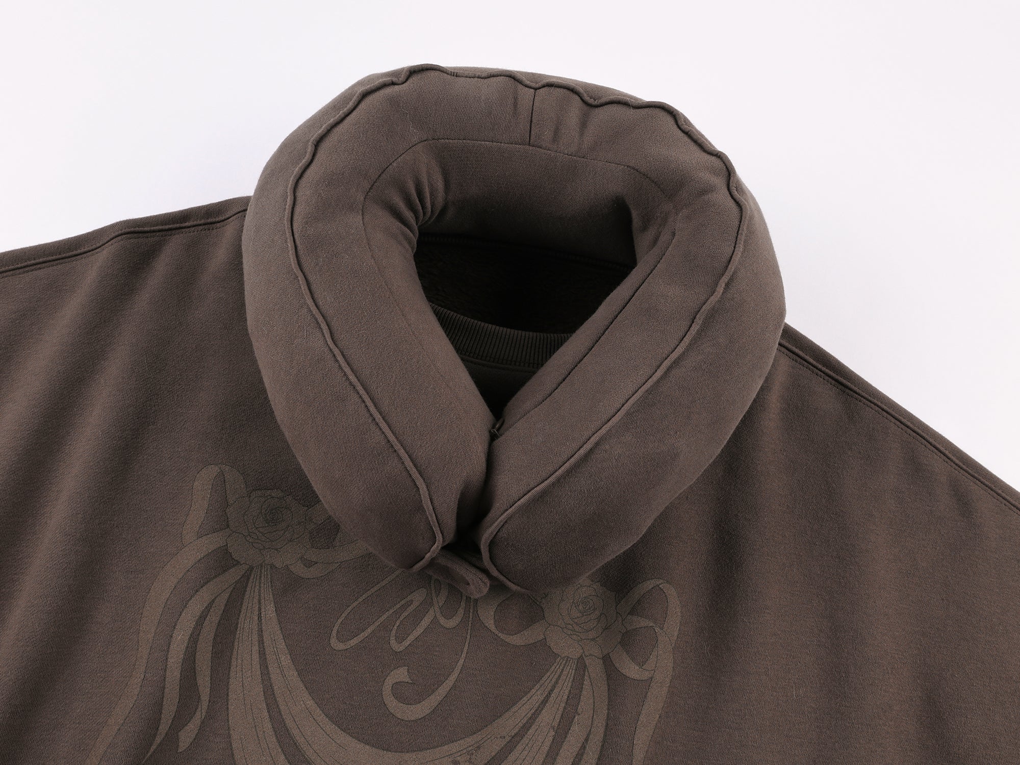 Hoodie with inflatable neck pillow detail
