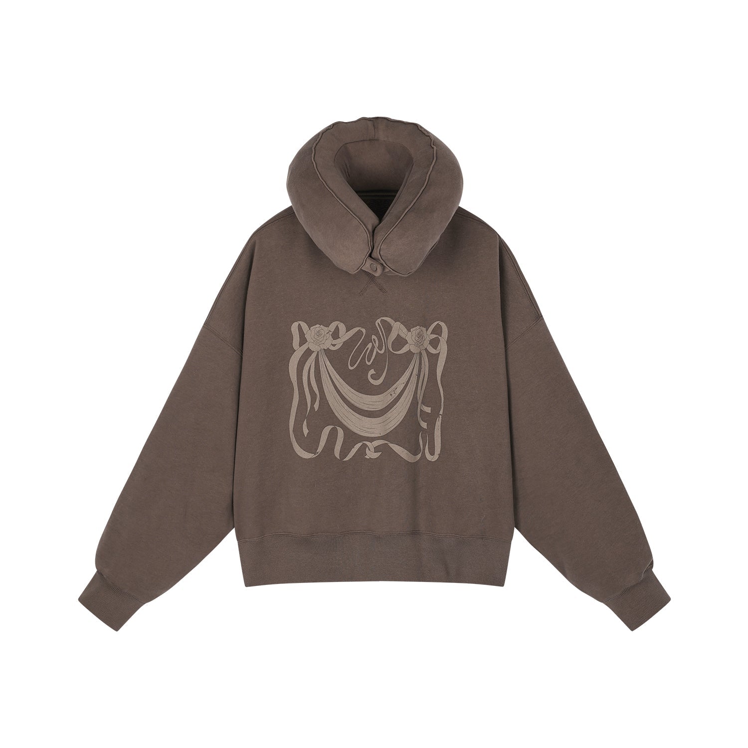 Hoodie with inflatable neck pillow detail