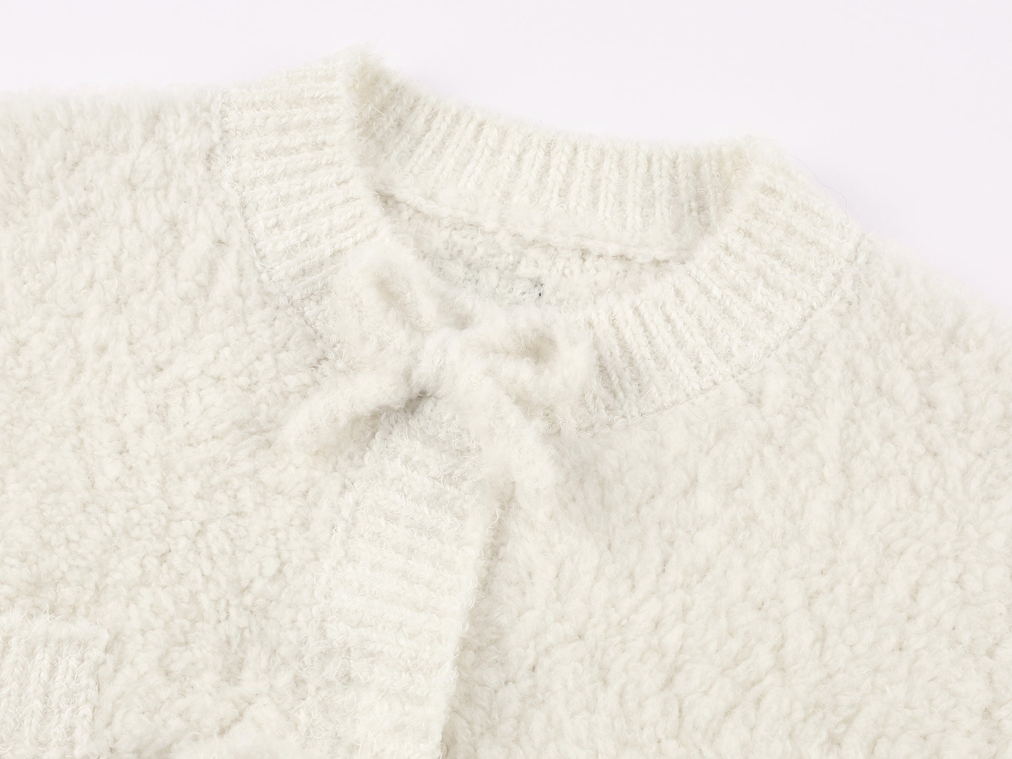 Bow detail knit cardigan in classic French style