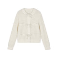 Bow detail knit cardigan in classic French style