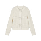 Bow detail knit cardigan in classic French style