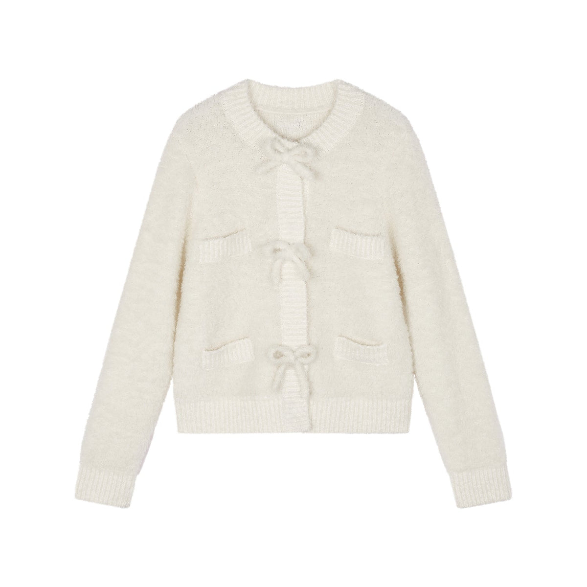 Bow detail knit cardigan in classic French style
