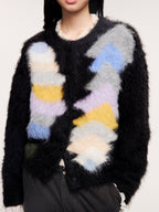 Dreamy pastel color block knit cardigan