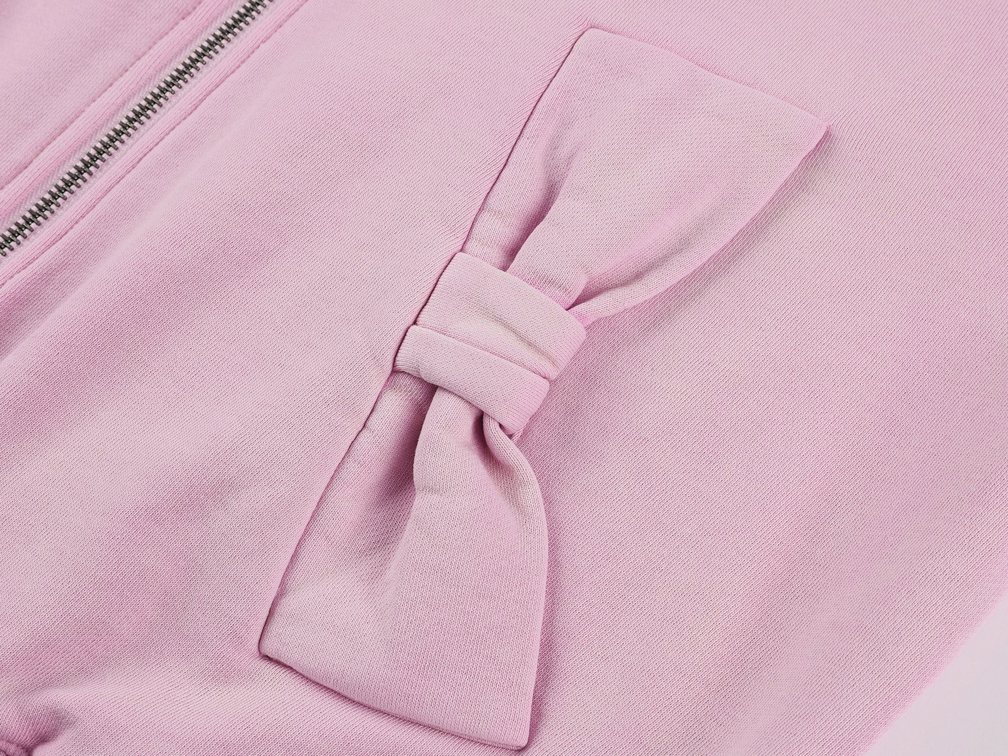 Washed hoodie jacket with knit bow detail