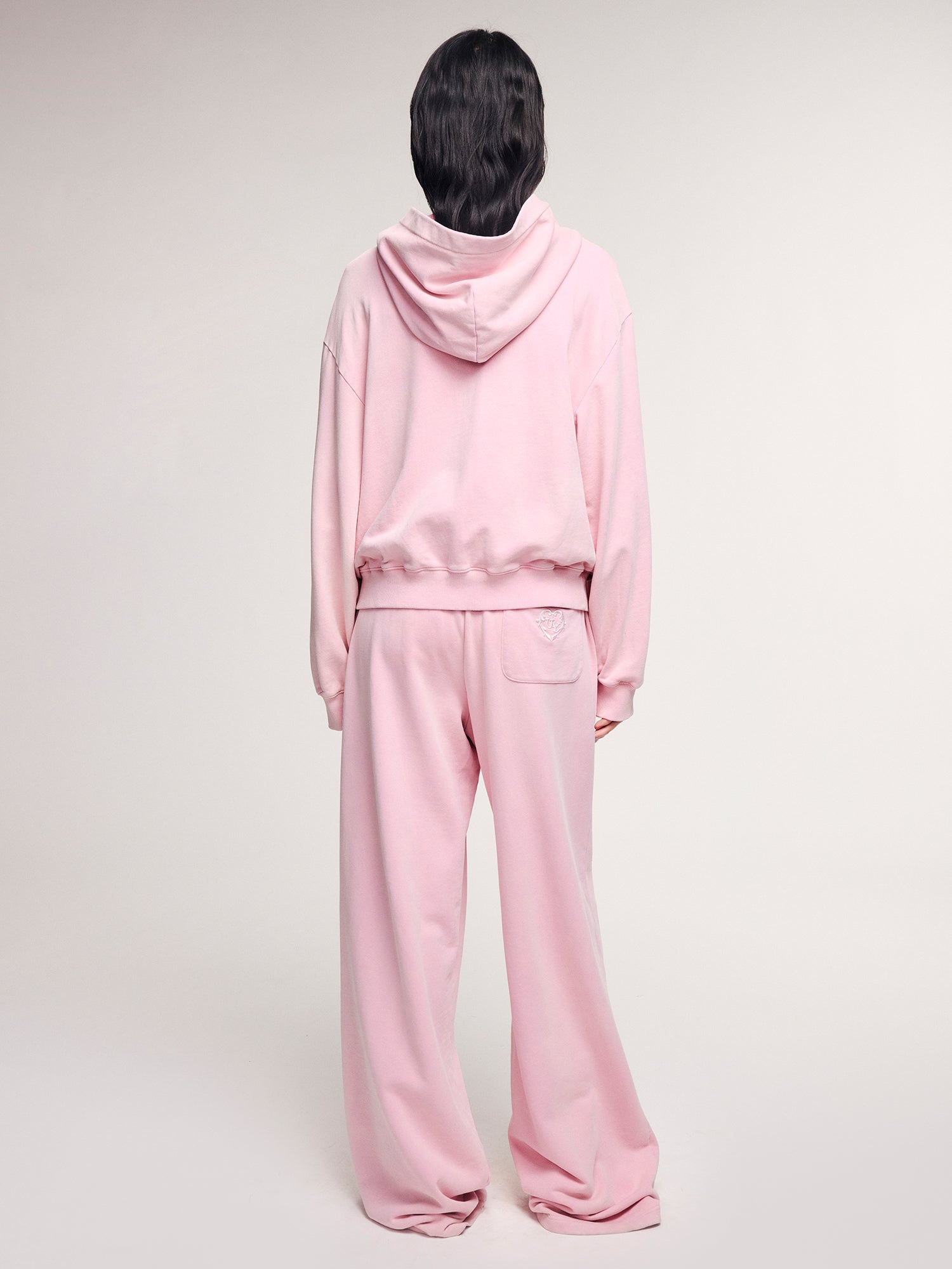 Washed hoodie jacket with knit bow detail