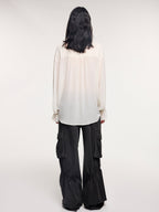 Utility drawstring pants with loose cut