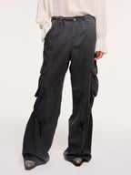 Utility drawstring pants with loose cut