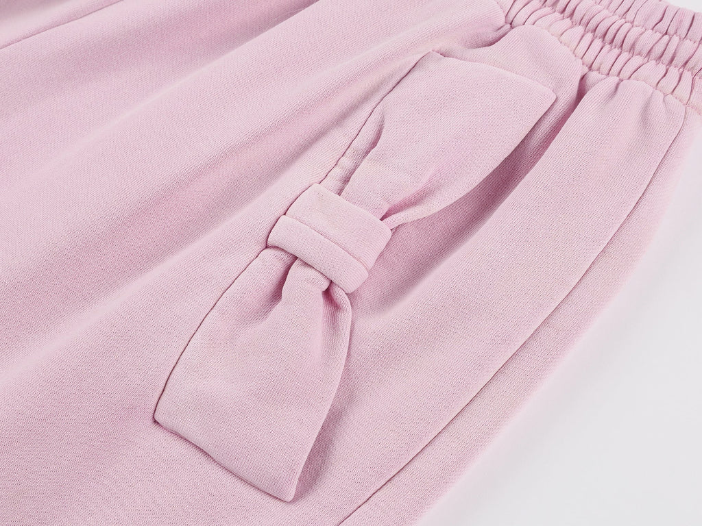 Washed sweatpants with bow detail at the waist