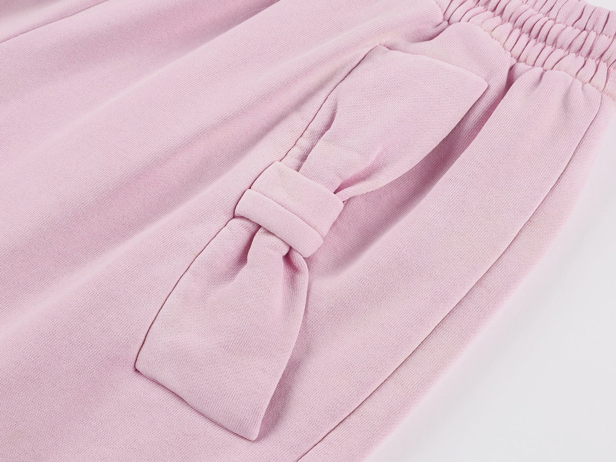 Washed sweatpants with bow detail at the waist