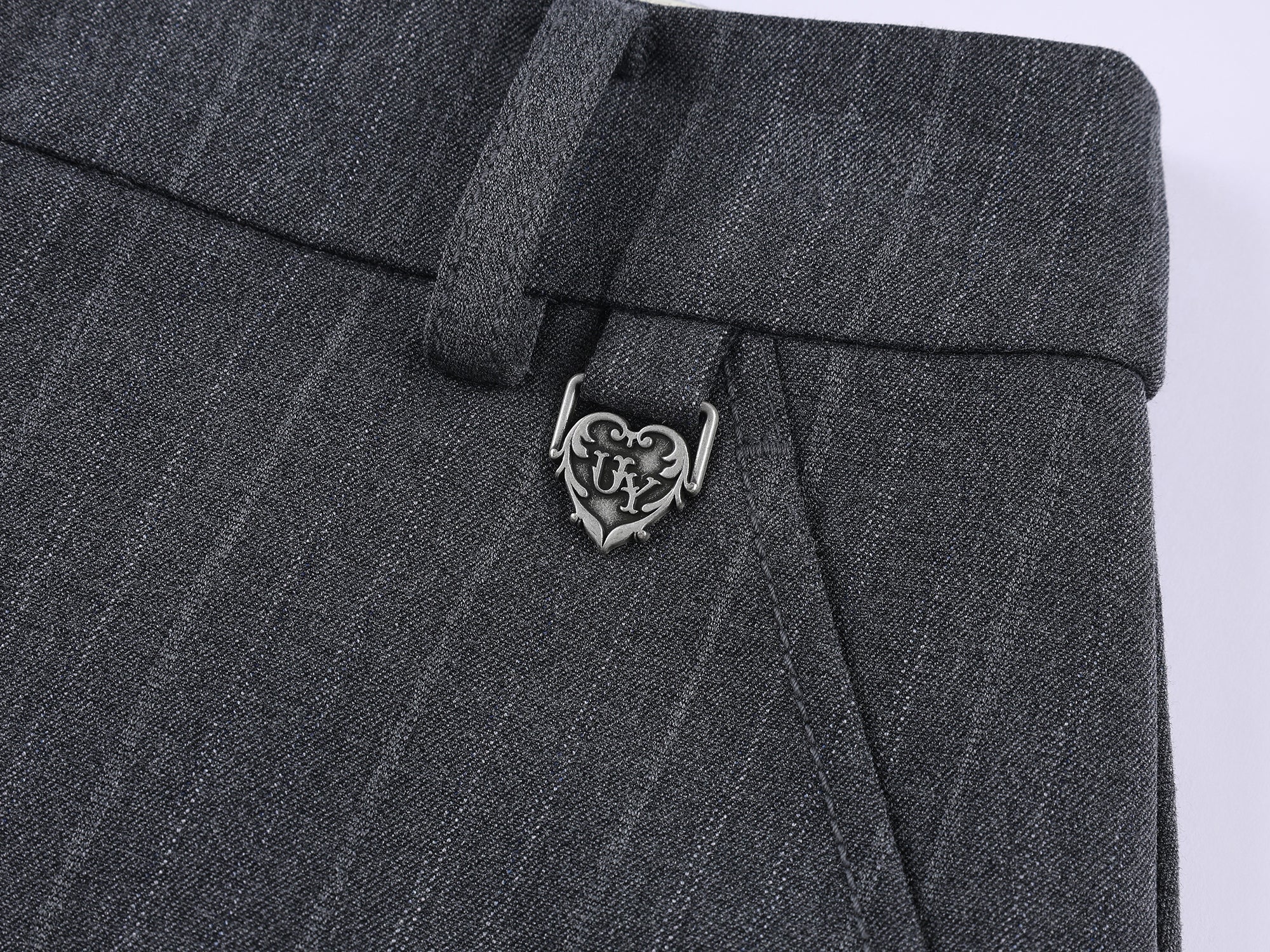 Tailored skirt with asymmetric ruffle trim