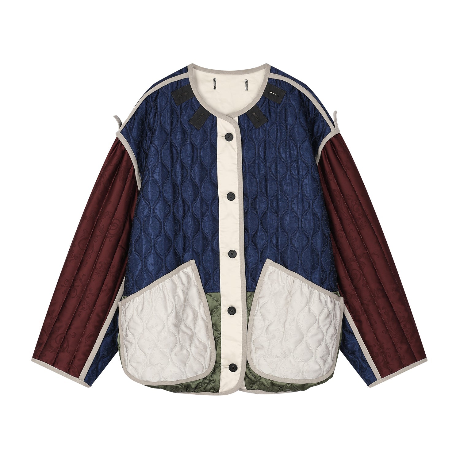 Jacquard color-block m65 quilted liner jacket