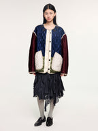 Jacquard color-block m65 quilted liner jacket
