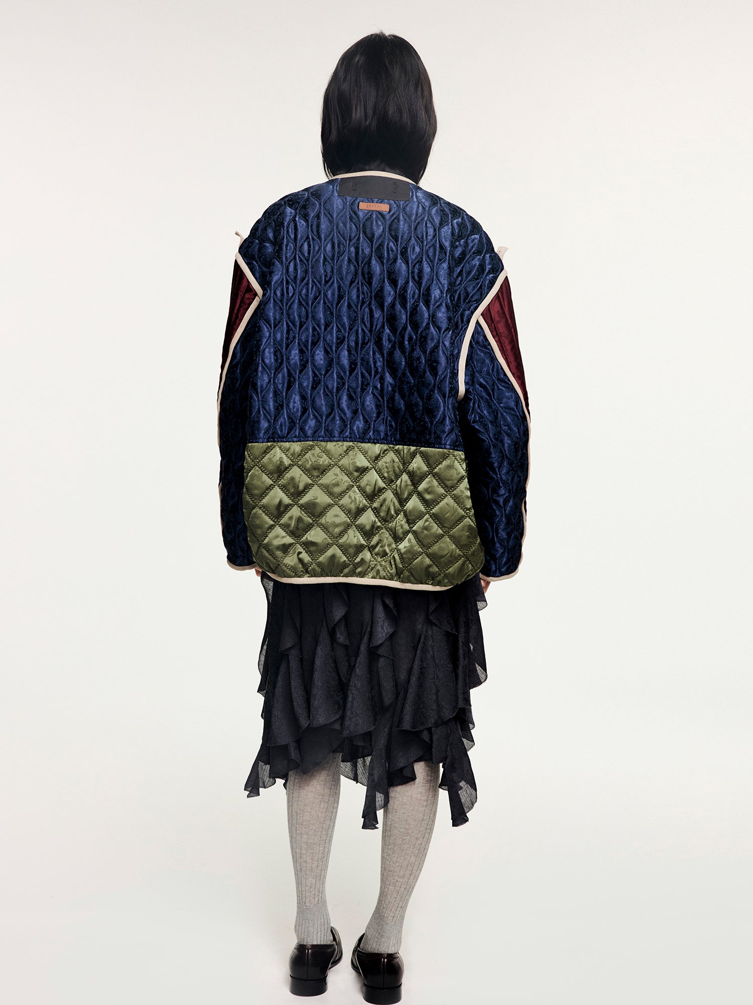 Jacquard color-block m65 quilted liner jacket