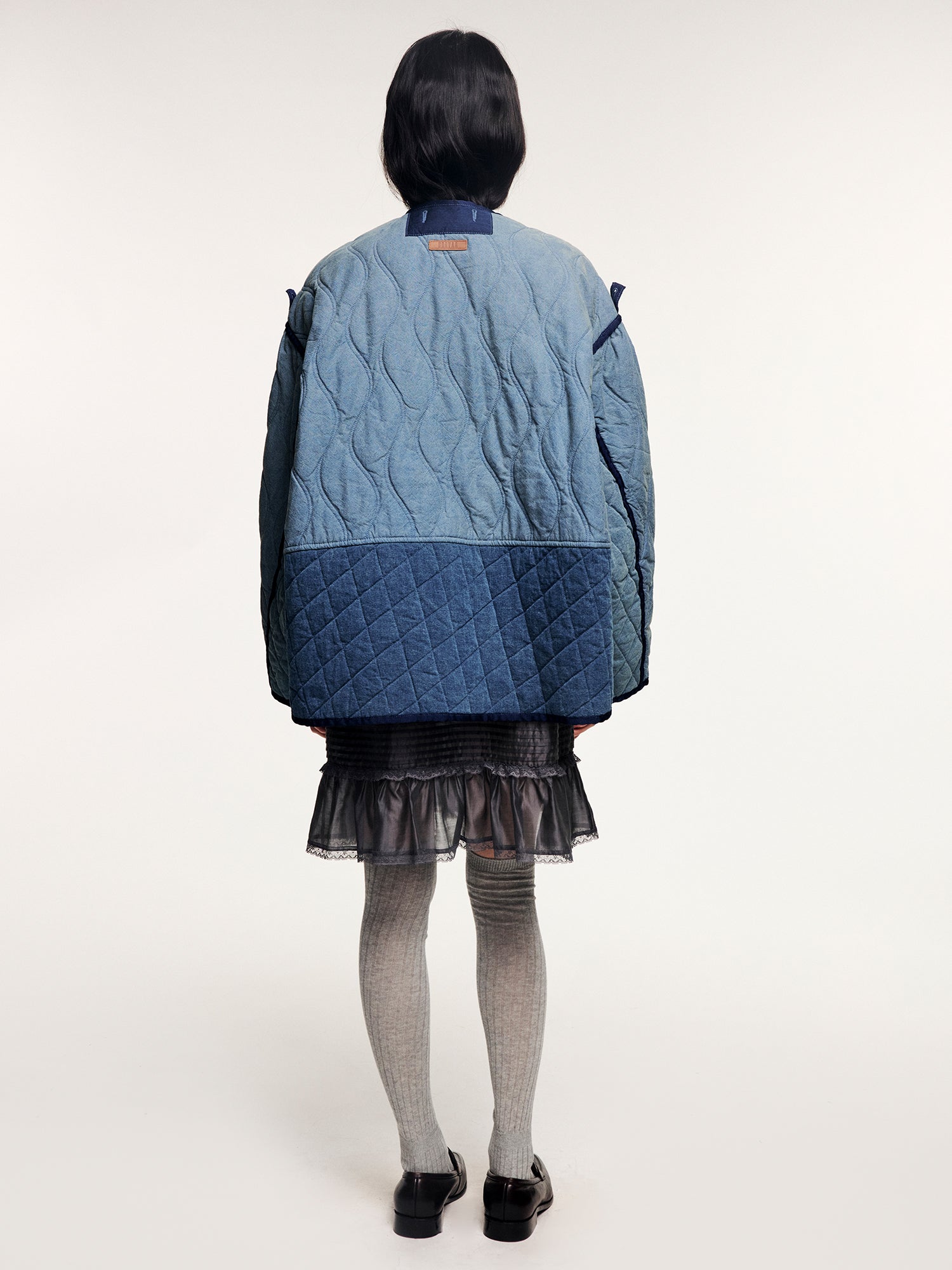 Washed denim m65 quilted liner jacket