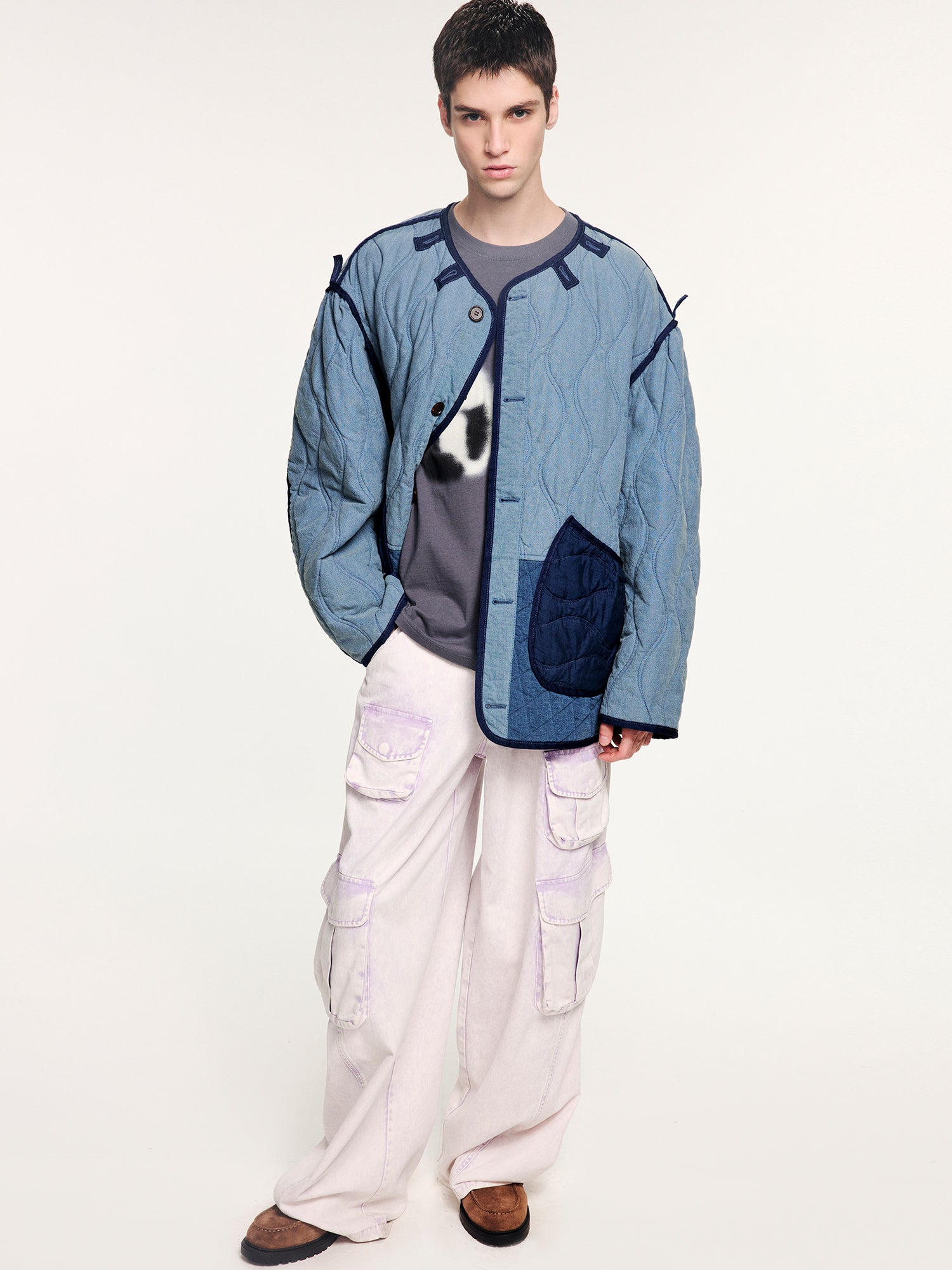 Washed denim m65 quilted liner jacket